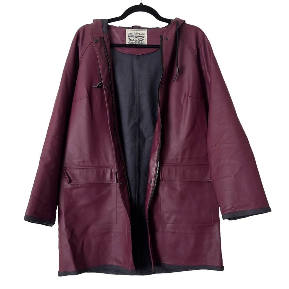 Levi’s Burgundy Plum Water Resistant Raincoat with hood